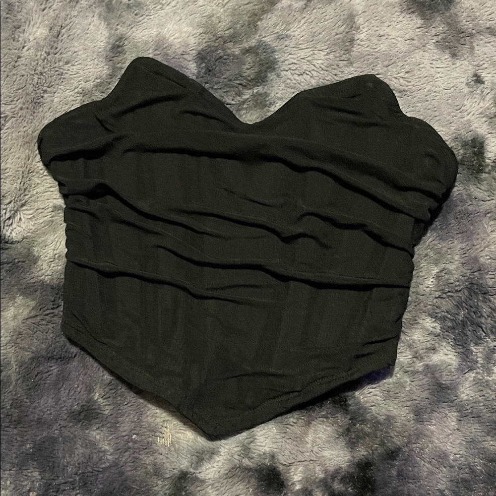 Black Strapless Ruched Women's Top